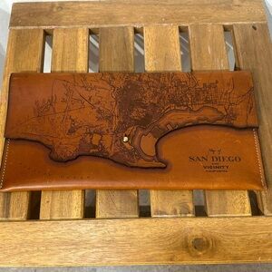 San Diego Map leather Clutch